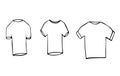 Set of three hand drawn t shirt icons